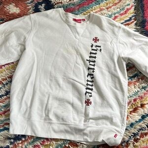 White Black and Red Supreme Crewneck